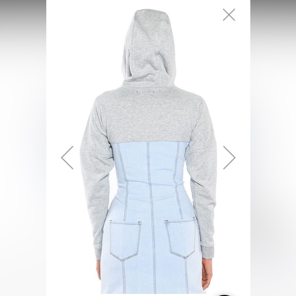 AKIRA THE LAST WORD LACE UP DENIM HOODIE MINI DRESS - Picture 4 of 13